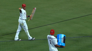Don't Try To Surprise Adrian Beltre With A Beverage Shower Or He'll Fight You With A Broom